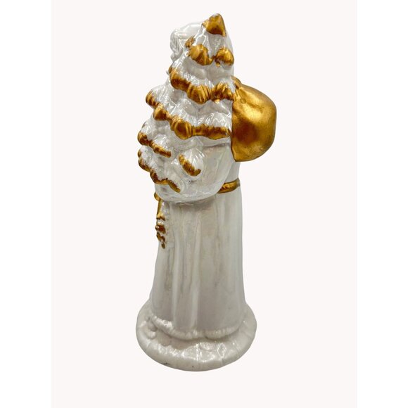 Vintage Ceramic Santa Claus Pearlized Figurine Christmas Tree Holiday Decor - Picture 4 of 6